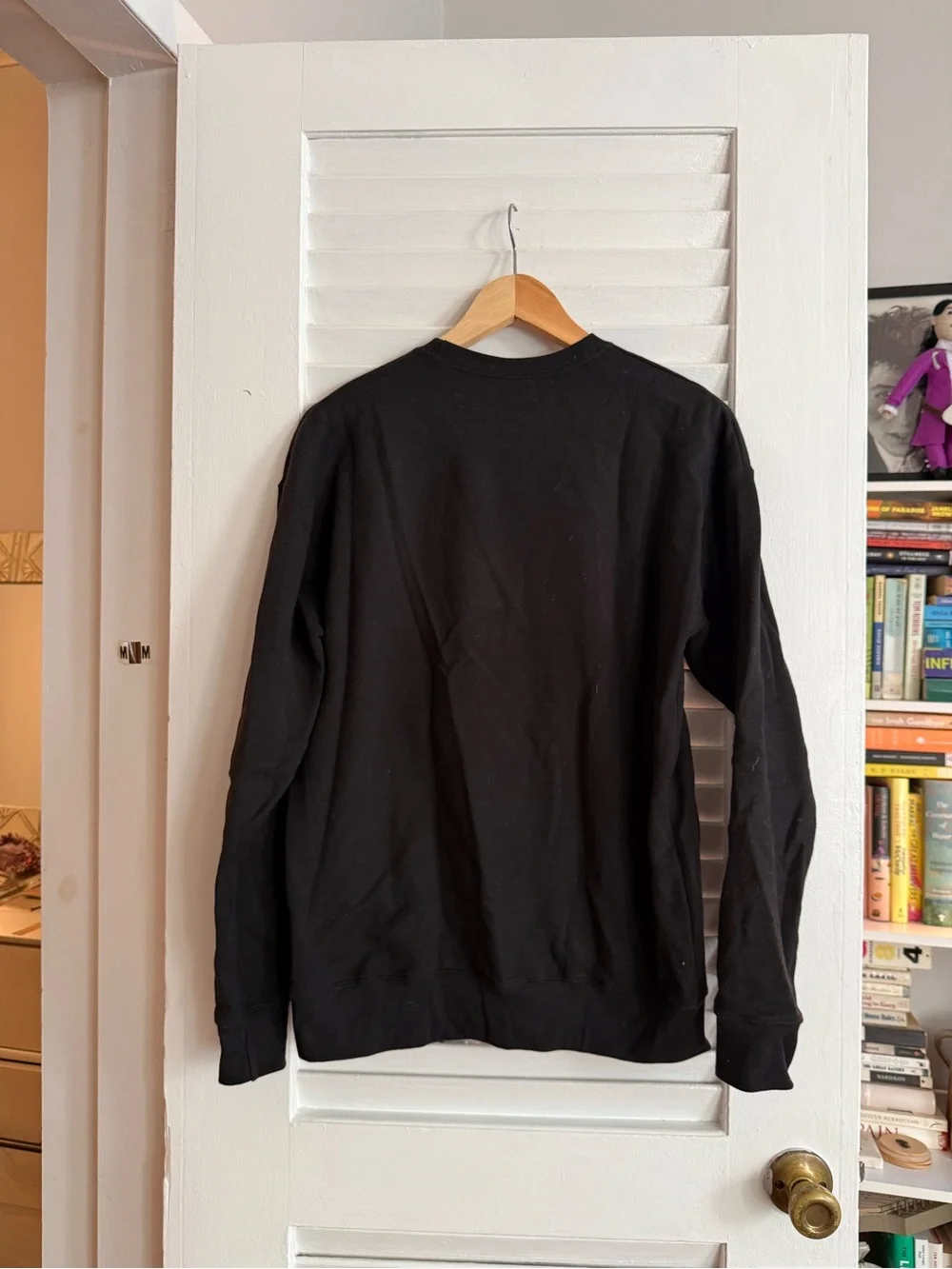 Black Graphic Crewneck Sweater with Retro Console Motif